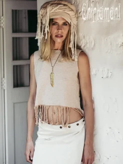 Fringy Crop Top / Beige