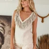 Fringy Linen Top / Cream