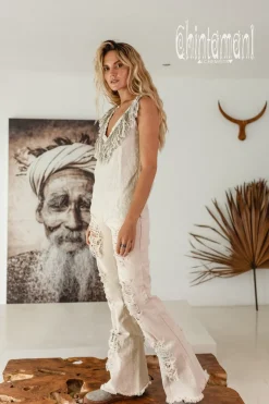 Fringy Linen Top / Cream