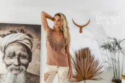 Fringy Linen Top / Dusty Pink