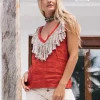 Fringy Linen Top / Red Ochre