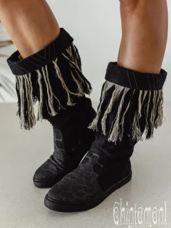 Fringy Tribal Boots / Black