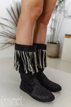 Fringy Tribal Boots / Black