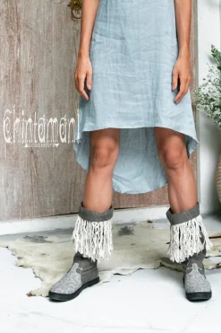 Fringy Tribal Boots / Gray
