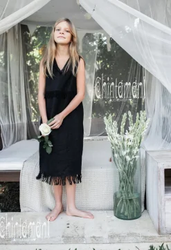 Girls Linen Dress / Black