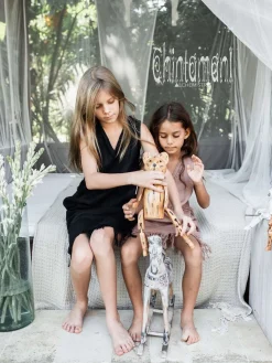 Girls Linen Dress / Black