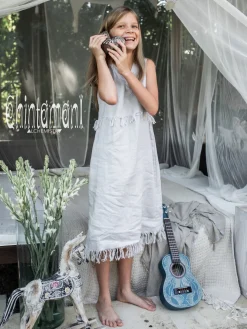 Girls Linen Dress / Grey