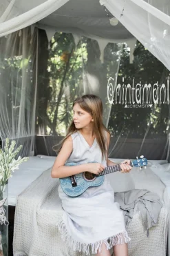 Girls Linen Dress / Grey