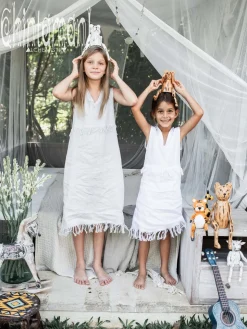 Girls Linen Dress / Grey