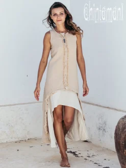 High Low Cotton Dress / Beige