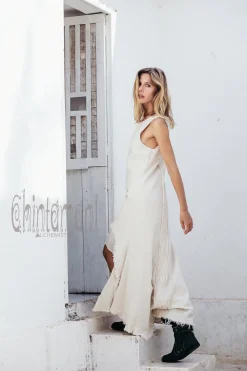 High Low Cotton Dress / Off White