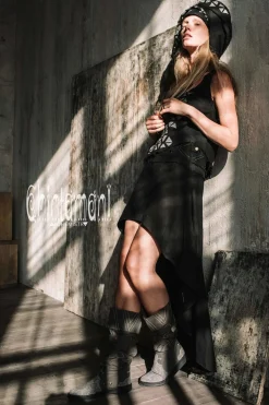 High Low Cotton Skirt / Black