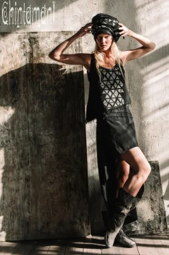 High Low Cotton Skirt / Black