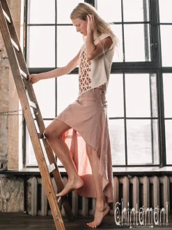 High Low Cotton Skirt / Dusty Pink