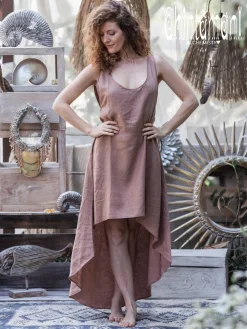 High Low Linen Dress / Dusty Pink