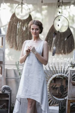 High Low Linen Dress / Grey