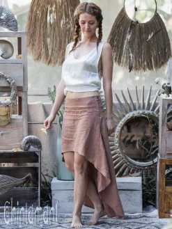 High Low Linen Skirt / Dusty Pink