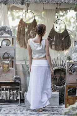 High Low Linen Skirt / White