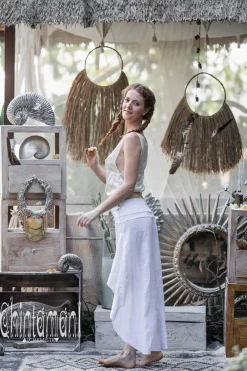 High Low Linen Skirt / White