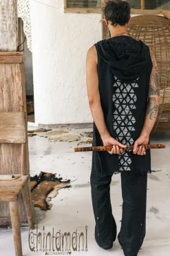 Hooded Printed Shirt / Black