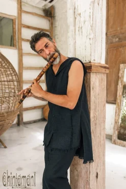 Hooded Printed Shirt / Black