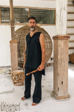 Hooded Printed Shirt / Black