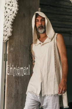 Hooded Printed Shirt / Off White