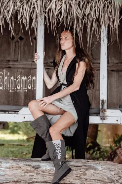 Hooded Shirt Dress / Black