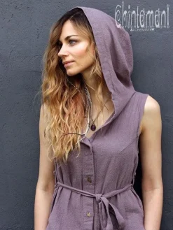 Hooded Shirt Dress / Purple