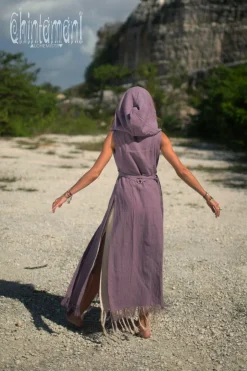 Hooded Shirt Dress / Purple