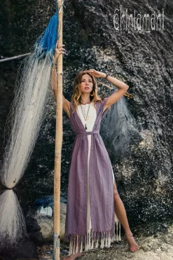 Hooded Shirt Dress / Purple