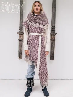 Jacquard Cotton Coat / Red & White