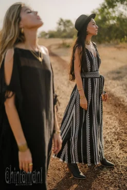 Jacquard Maxi Dress / Black & White