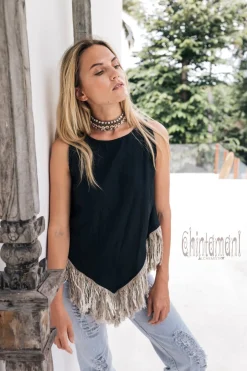 Linen Corner Top / Black