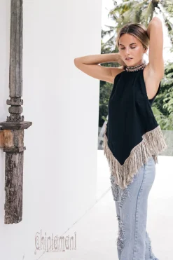 Linen Corner Top / Black