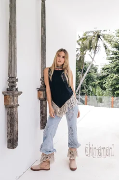 Linen Corner Top / Black