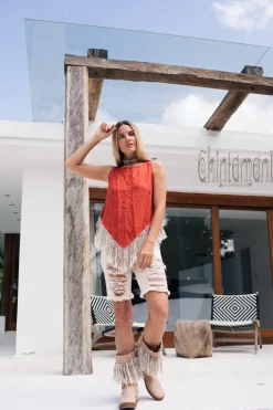 Linen Corner Top / Red Ochre