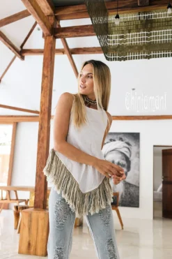 Linen Corner Top / White