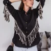 Linen Fringe Shirt / Black