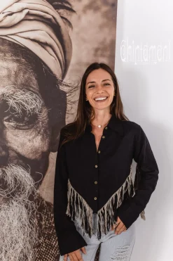 Linen Fringe Shirt / Black