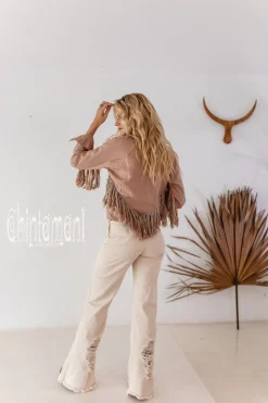 Linen Fringe Shirt / Dusty Pink