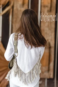 Linen Fringe Shirt / White