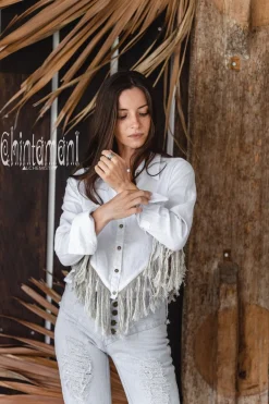 Linen Fringe Shirt / White