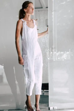 Linen Jumpsuit 3/4 / White