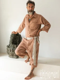 Linen Men's Overalls / Dusty Pink