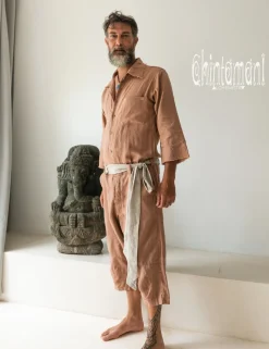 Linen Men's Overalls / Dusty Pink