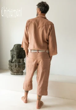Linen Men's Overalls / Dusty Pink
