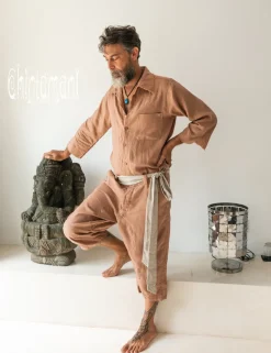 Linen Men's Overalls / Dusty Pink