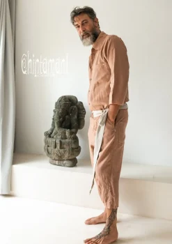 Linen Men's Overalls / Dusty Pink