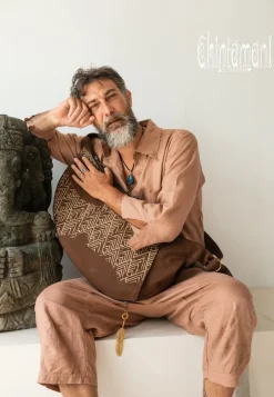 Linen Men's Overalls / Dusty Pink